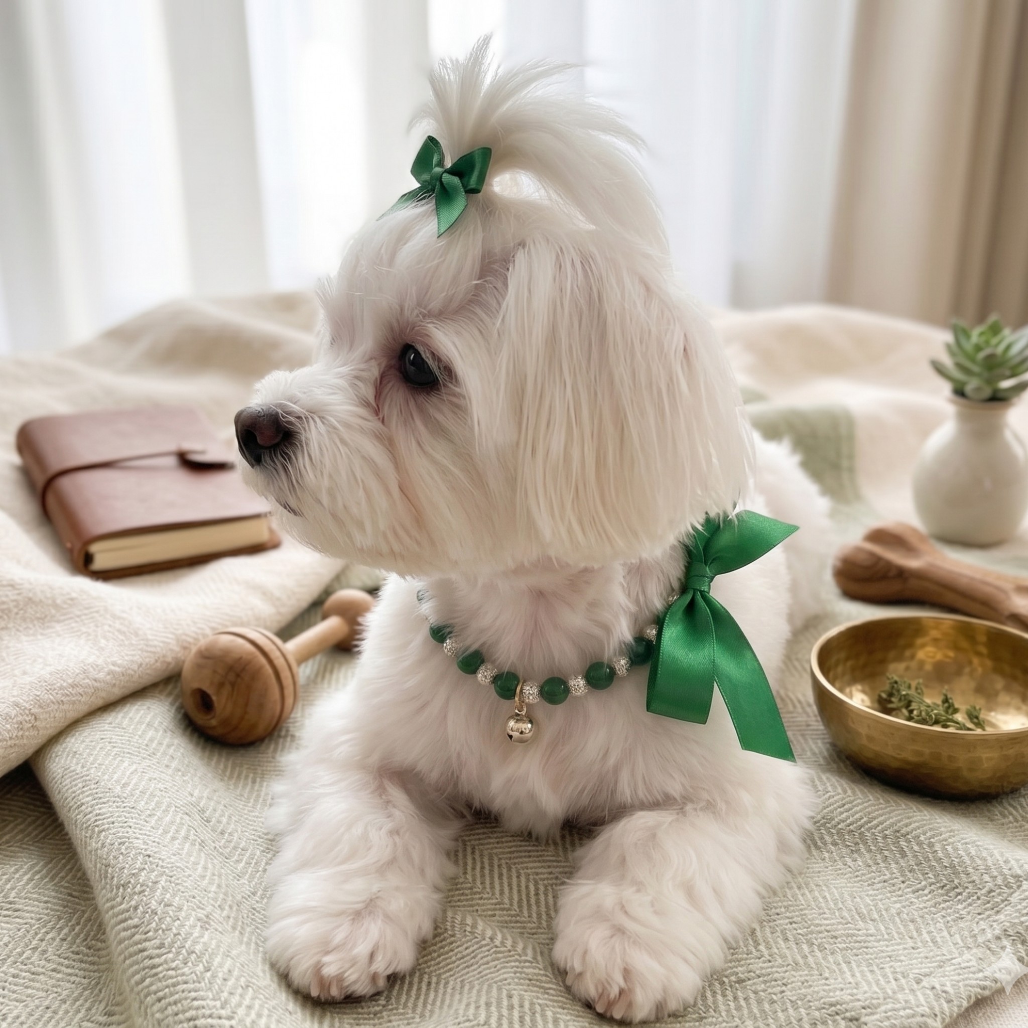 Collana per Cani in Giada Naturale e Ceramica Artigianale